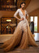 Gorgeous Nude Tulle Applique Long Sleeve Formal Prom Dresses,PD00143