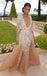 Gorgeous Nude Tulle Applique Long Sleeve Formal Prom Dresses,PD00143