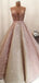 Gorgeous Shiny Rose Gold Satin Strapless Ball Gown Prom Dresses.PD00229
