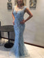 Gorgeous Silver Beading Rhinestone Tulle Mermaid Prom Dresses,PD00210