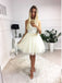 Ivory Tulle Silver Beads Sweetheart Strapless Homecoming Dresses,HD0008