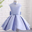 Lavender Satin High Neck See Through Back Bow Knot Simple  Flower Girl Dresses, FGS102
