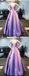 Lilac Satin V-neck Sleeveless Pockets A-line Prom Dresses,PD00354