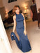 Long Custom High Neck Blue Mermaid Sexy Cocktail Evening Party Prom Dresses Online,PD0192