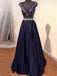 Long Dark Purple V-neck A-line Elegant Lace Evening Party Formal Cocktail Prom Dress,PD0176