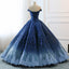 Navy Lace Applique Off Shoulder Ball Gown Princess Prom Dresses ,PD00137