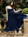 Navy Sweethart Spaghetti Strap A-line Ankle Length Prom Dresses ,PD00194