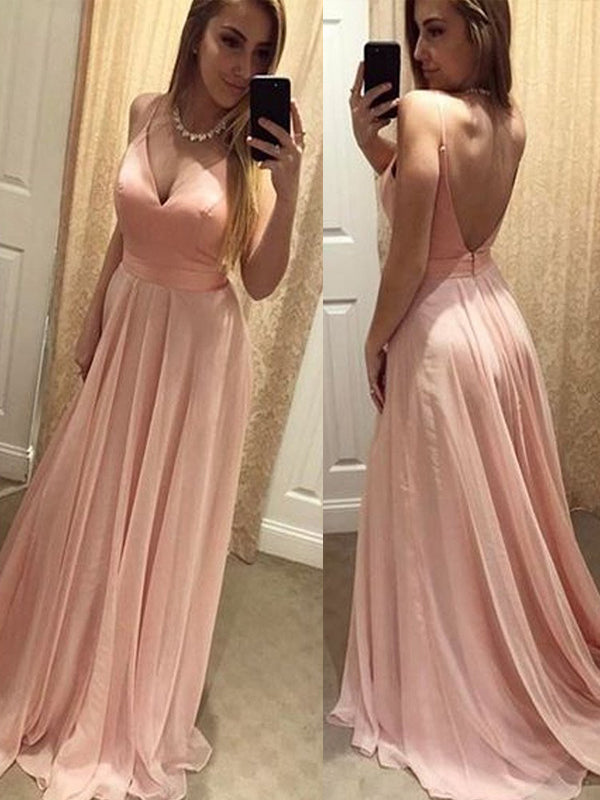 Newest V-neck Backless Sexy A-line Evening Party Bridal Gown Prom Dresses,PD0084