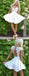 Off White Lace Short Sleeve Open Back Homecoming Dresses,HD0046