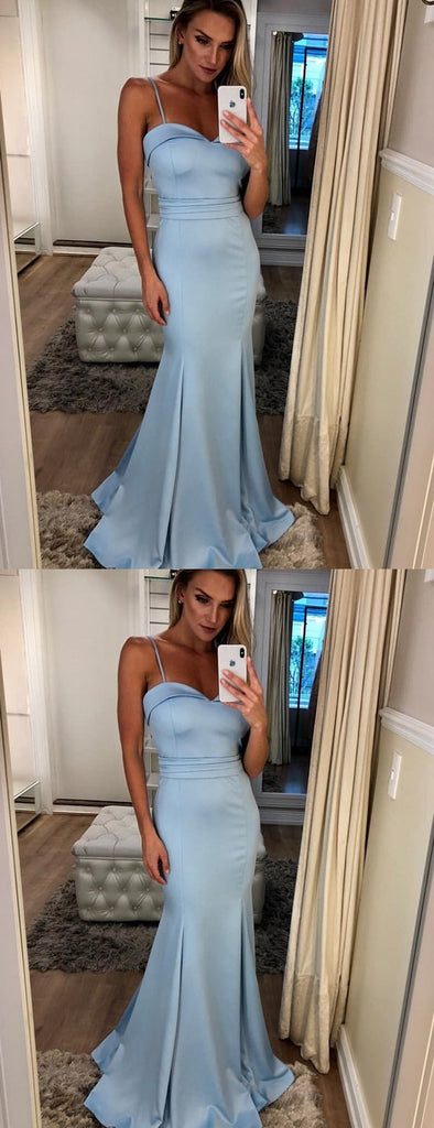 Pale Blue Spaghetti Strap Sweetheart Mermaid Charming Prom Dresses,PD00319