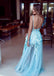 Pale Blue Tulle Lace Applique Illustion A-line Prom Dresses.PD00225
