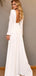 Pale Bule Satin Chiffon Long Sleeve A-line Prom Dresses,PD00348