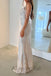 Sexy Silver V-neck Off shoulder Sleeveless Mermaid Long Prom Dress, PD3619