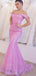 Glamours Pink Off the Shoulder Sequins Mermaid Organza Prom Dress, Evening Gown, PD00342