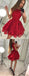 Red Lace Tiered Sleeveless Bowknot Mini Homecoming Dresses,HD0027