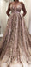 Rose Gold Sequined Tulle Spaghetti Stap Ball Gown Fashion Prom Dresses,PD00345