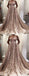Rose Gold Sequined Tulle Spaghetti Stap Ball Gown Fashion Prom Dresses,PD00345