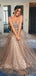Shiny  Sequin Square Neck A-line Prom Dresses,PD00182