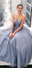 Shiny Grey Sequin Tulle Sweetheart Strapless Prom Dresses .PD00255