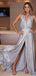 Shiny Silver Halter Charming Split Simple Prom Dresses,PD00329