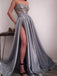 Shiny Silver Sequin Applique Strapless Illusion Prom Dresses,PD00181