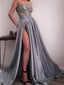 Shiny Silver Sequin Applique Strapless Illusion Prom Dresses,PD00181