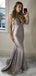 Silver Spaghetti Strap Mermaid V-neck Sexy Charming Prom Dresses.PD00246