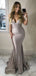 Silver Spaghetti Strap Mermaid V-neck Sexy Charming Prom Dresses.PD00246