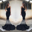 Simple Cheap Spaghetti Strap Black Mermaid Formal Party Prom Dresses ,PD00097