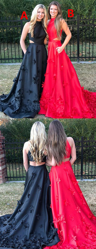 Simple Satin Applique Charming A-line Prom Dresses,PD00148