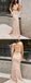 Two Piece Nude Lace Sleeveless Mermaid Long Prom Dresses,PD00221