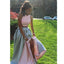 Two Pieces Two Tone Blush Pink Silver  Split  Pockets Long Simple Prom Dresses,PD00045