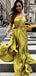 Yellow One Shoulder Backelss Spaghetti Strap Sexy Prom Dresses ,PD00197