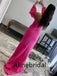 Sexy Pink Off the Shoulder Side Slit Mermaid Long Prom Dress with Long Sleeve, PD3563