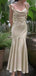 Elegant Light Champagne Cowl Neck Mermaid Evening Dress, Prom Dress, PD28231231