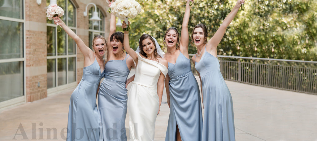 Mismatched V-neck Side slit Sheath Long Bridesmaid Dress, PD3151