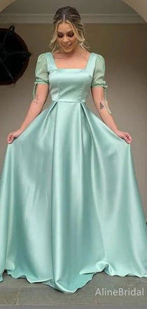 Elegant Mint Green Square A-line Long Prom Dress, Evening Dress, PD38131