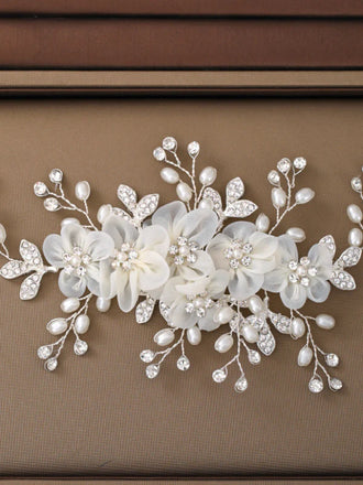 Pearl Crystal Floral Hair Clip