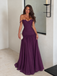 Elegant Blue Beaded Off Shoulder A-line Long Prom Dress, Evening Dress, PD3823009