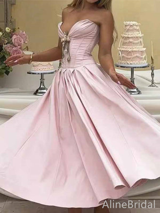 Light Pink Strapless Corset A-line Long Prom Dress, Evening Dress, PD381904