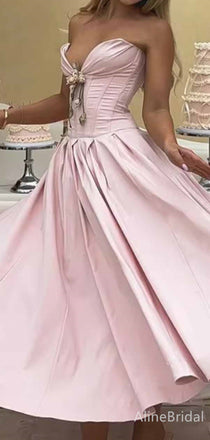 Light Pink Strapless Corset A-line Long Prom Dress, Evening Dress, PD381904