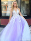 Elegant V-neck A-line Appliques Long Prom Dress,PD37661