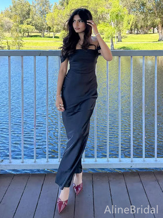 Elegant Black Off-the-Shoulder Strapless Long Mermaid Prom Dress, Evening Dress, PD382099