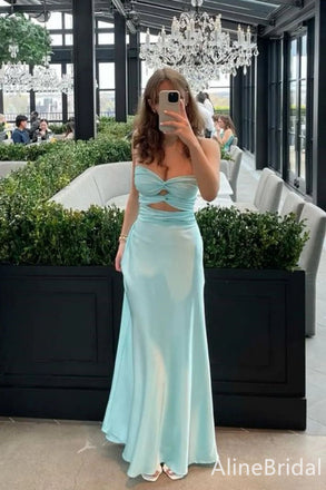 Elegant Light Blue Sweetheart Strapless Cut-Out Long Prom Dress, Evening Dress, PD382106