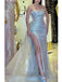 Sparkly Sleeveless Side Slit Mermaid Floor Length Prom Dress, PD3674