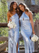 Mismatched Elegant Blue Split Side Mermaid Long Bridesmaid Dress,PD3219