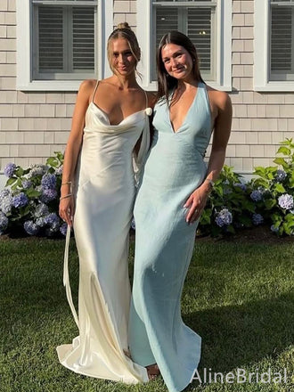 Elegant Ivory Cowl-Neck Backless Long Mermaid Prom Dress, Evening Dress, PD382153