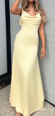 Yellow Mermaid Spaghetti Strap Long Prom Dress,Evening Dress,PD382162