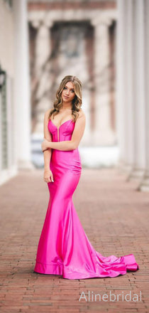 Stunning Pink Strapless Lace Up Back Bodycon Long Mermaid Prom Dress, Evening Dress, PD3822984