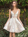 Elegant Spaghetti Strap V-neck A-line Short Mini Homecoming Dress, HD3159